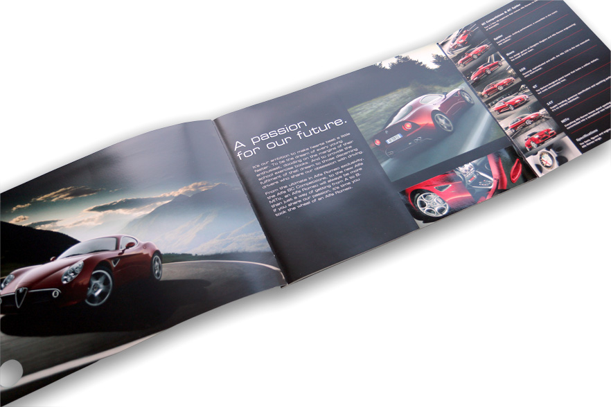 Opening spread from Alfa Romeo range brochure