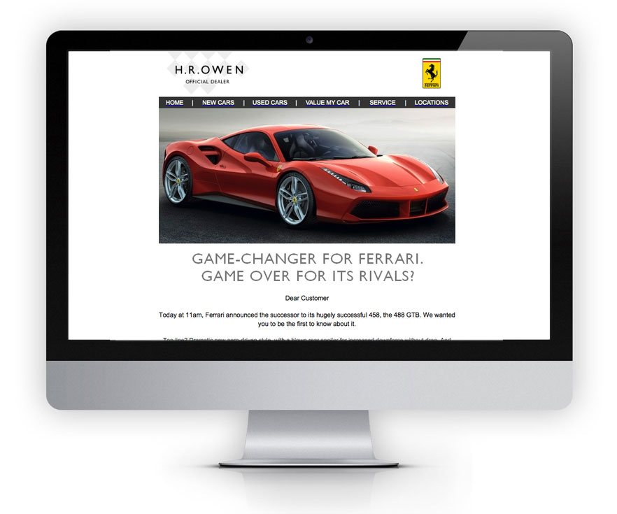 488 GTB web page – up and running within 30 minutes of the official launch