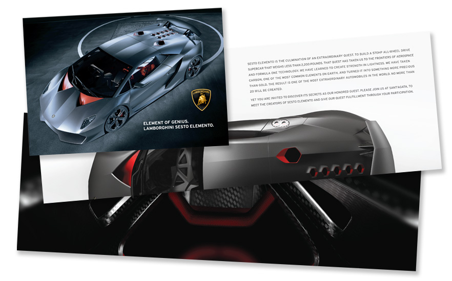 Invitation to view exclusive Sesto Elemento Lamborghini