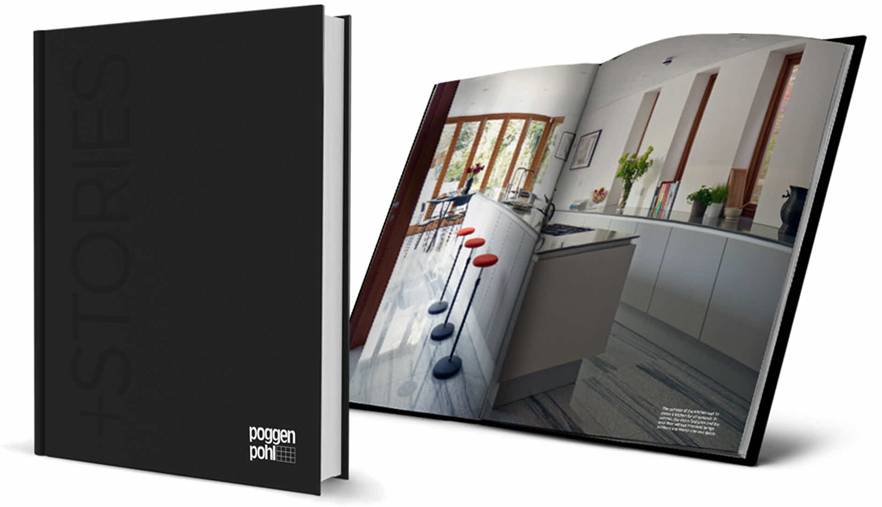 Hardback Poggenpohl brochure showcasing real homes